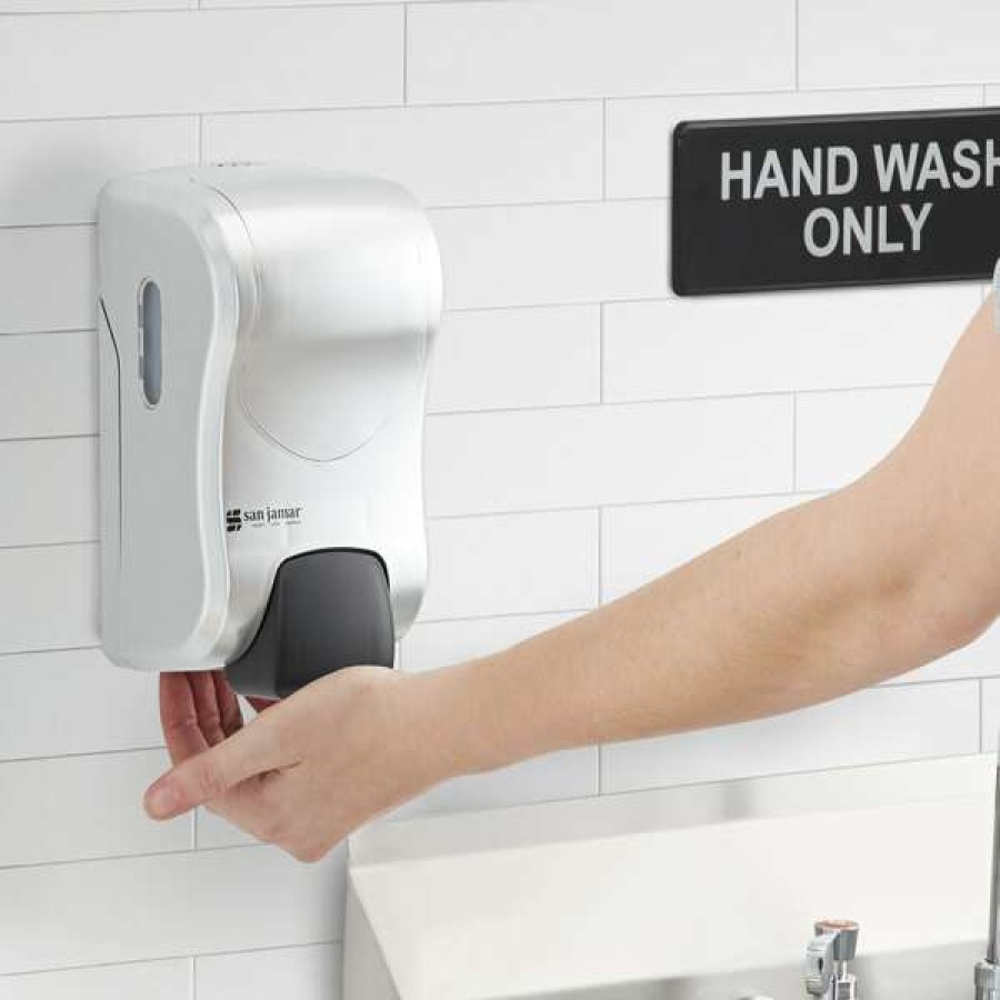 Hand Soap And Sanitizer * | San Jamar S970Ss Summit Rely Silver Manual Hand Soap, Sanitizer, And Lotion Dispenser 5 3/16 X 4 X 8 7/8