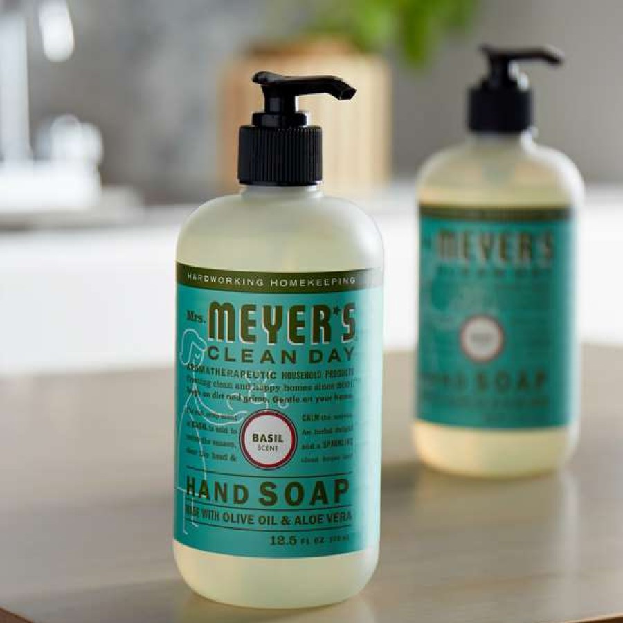 Hand Soap And Sanitizer * | Mrs. Meyer'S Mrs. Meyer'S Clean Day 651344 12.5 Oz. Basil Scented Hand Soap With Pump 6/Case