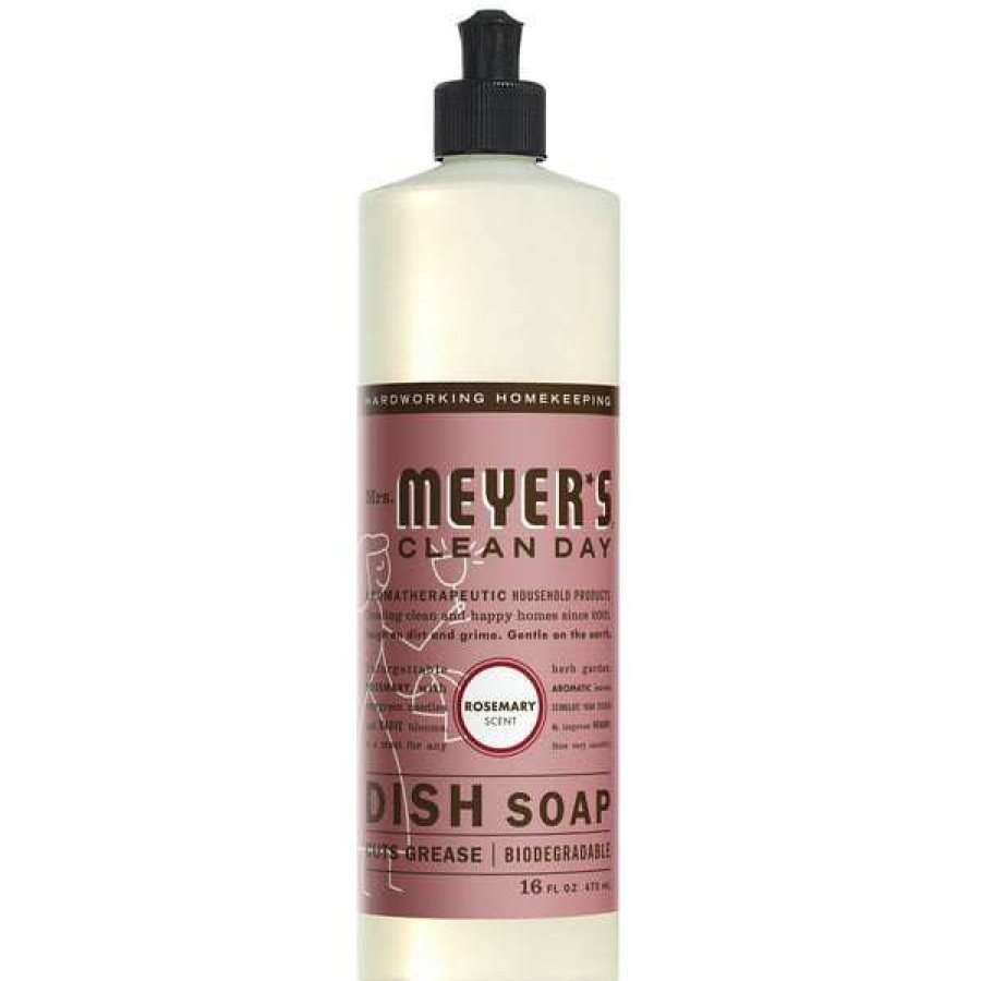 Cleaning Chemicals * | Mrs. Meyer'S Mrs. Meyer'S Clean Day 347640 16 Oz. Rosemary Scented Dish Soap 6/Case