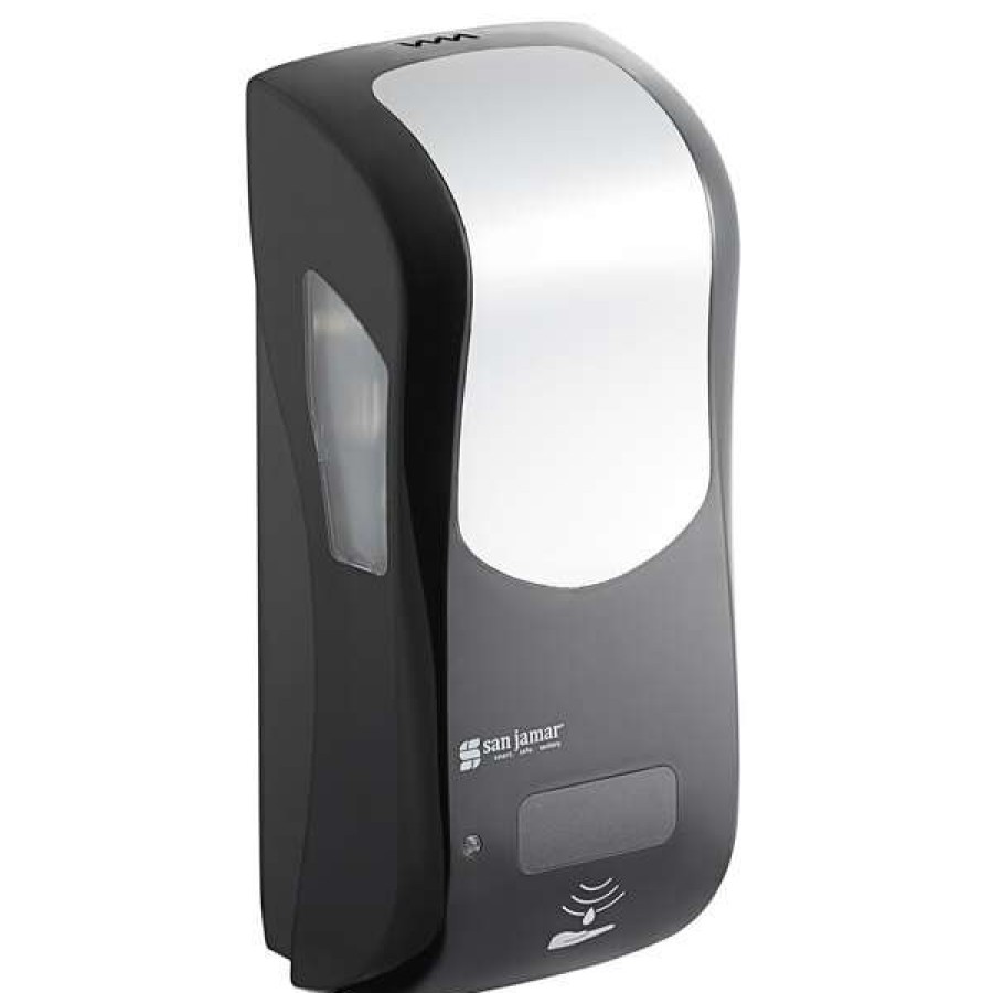 Hand Soap And Sanitizer * | San Jamar Sh970Bkss Summit Rely Black Hybrid Automatic Hand Soap, Sanitizer, And Lotion Dispenser 5 1/2 X 4 X 12