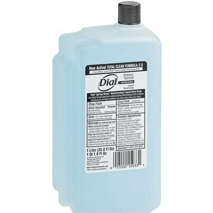 Hand Soap And Sanitizer * | Dial Dial Dia15934 1 Liter Spring Water Antibacterial Liquid Hand Soap Refill