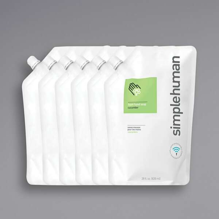 Hand Soap And Sanitizer * | Simplehuman Ct1080 28 Fl. Oz. Cucumber Scented Foam Hand Soap Refill Pouch 6/Case