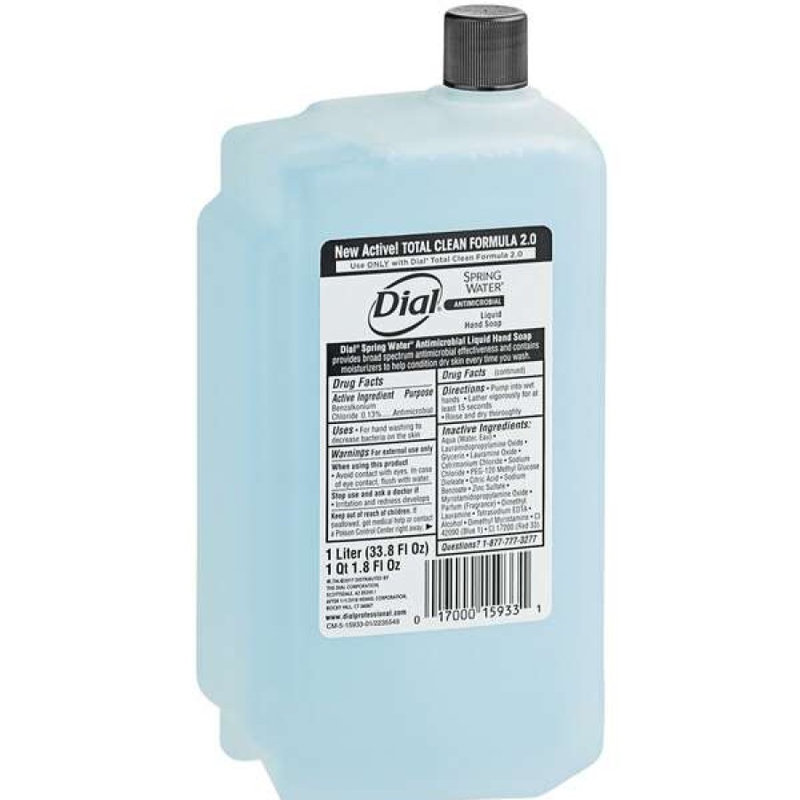 Hand Soap And Sanitizer * | Dial Dial Dia15934 1 Liter Spring Water Antibacterial Liquid Hand Soap Refill 8/Case