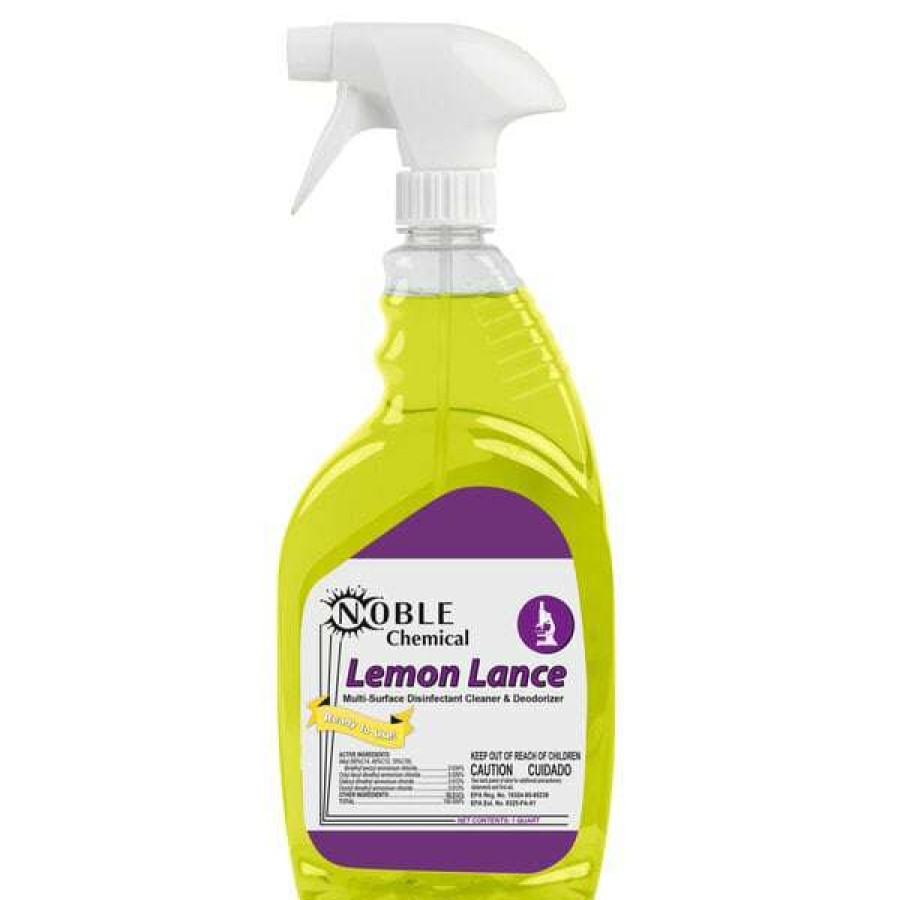 Cleaning Chemicals * | Noble Chemical 1 Qt. / 32 Oz. Lemon Lance Ready-To-Use Disinfectant & Detergent Cleaner 12/Case