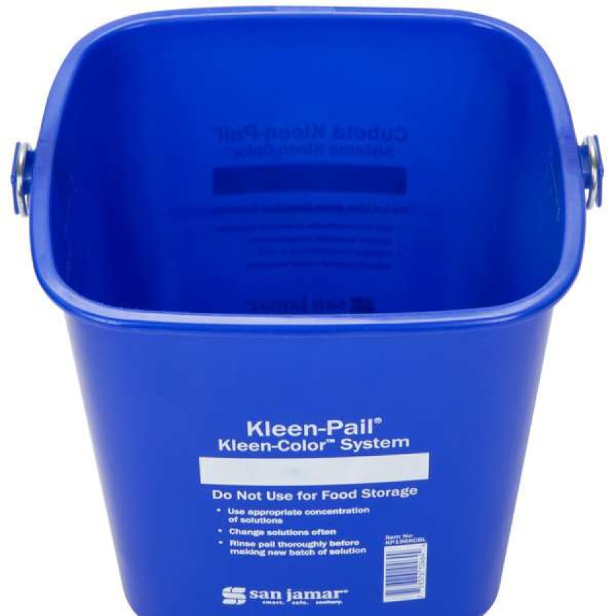 Cleaning Tools & Supplies * | San Jamar Kp196Kcbl 6 Qt. Blue Cleaning Kleen-Color Pail