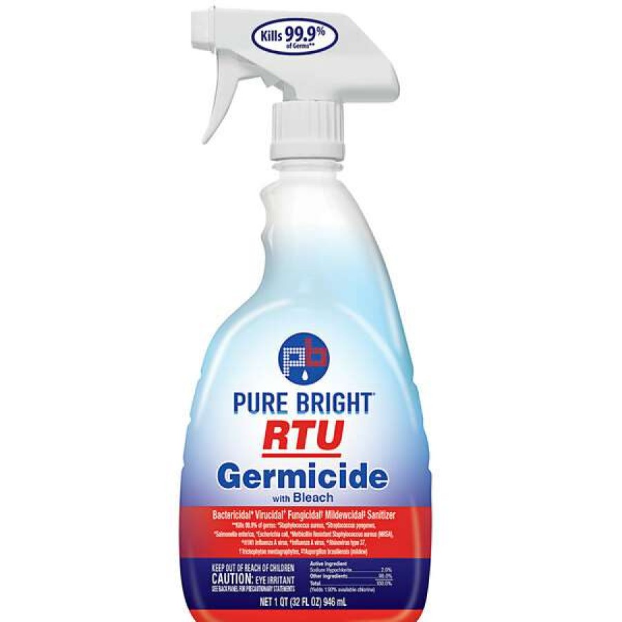 Cleaning Chemicals * | Pure Bright Kik Pure Bright 32 Oz. / 1 Qt. All Purpose Ready-To-Use Germicidal Cleaner With Bleach 9/Case