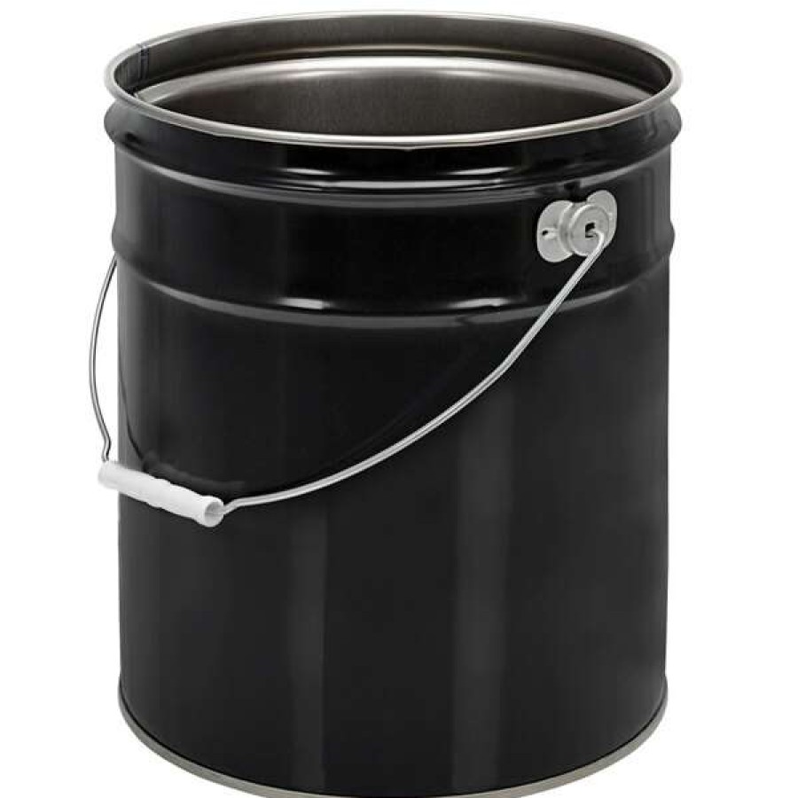 Cleaning Tools & Supplies * | Vestil Manufacturing Co Vestil Pail-Stl-Ri-Un 5 Gallon Black Steel Pail