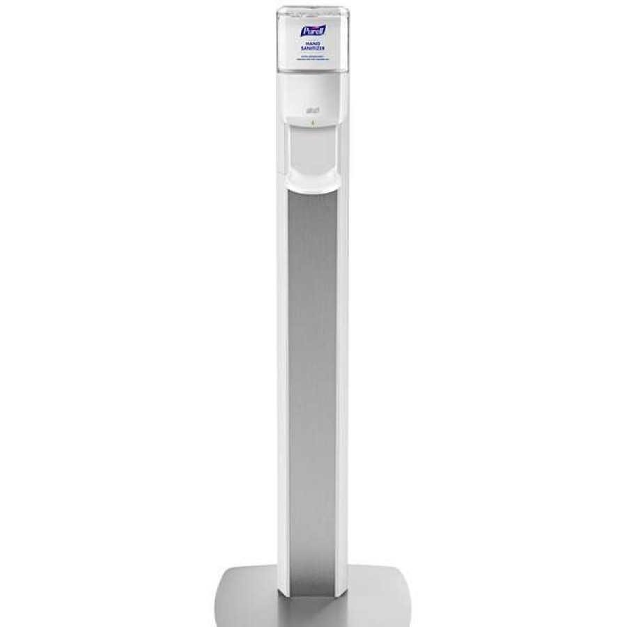 Hand Soap And Sanitizer * | Purell 7308-Ds-Slv Messenger Es8 1200 Ml White Automatic Hand Sanitizer Dispenser With Silver Panel Floor Stand