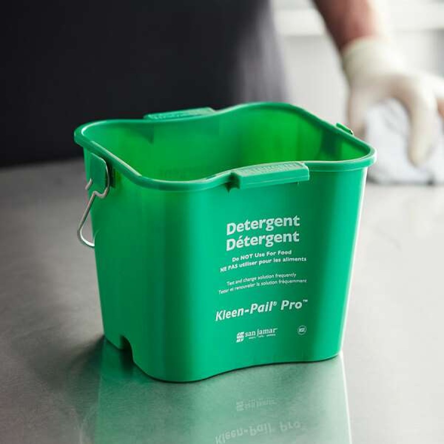 Cleaning Tools & Supplies * | San Jamar Kpp97Gn 3 Qt. Green Cleaning Kleen-Pail Pro