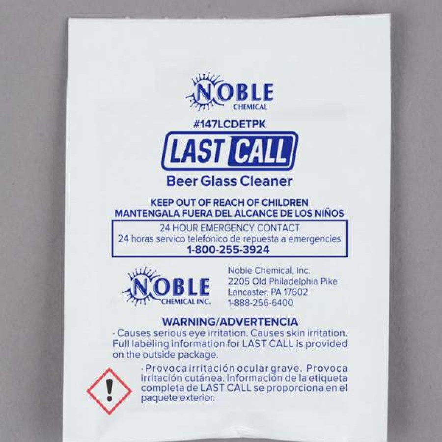 Cleaning Chemicals * | Noble Chemical 0.5 Oz. Last Call Manual Powdered Beer Glass Cleaner Packet 100/Case