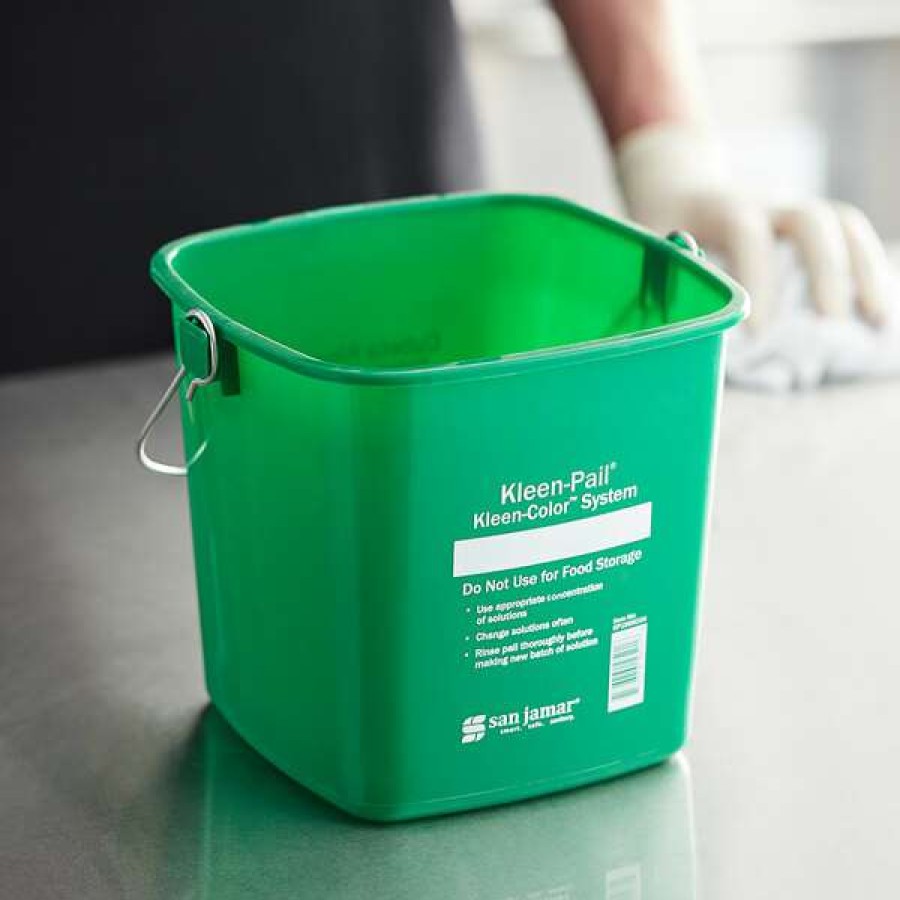 Cleaning Tools & Supplies * | San Jamar Kp196Kcgn 6 Qt. Green Cleaning Kleen-Color Pail