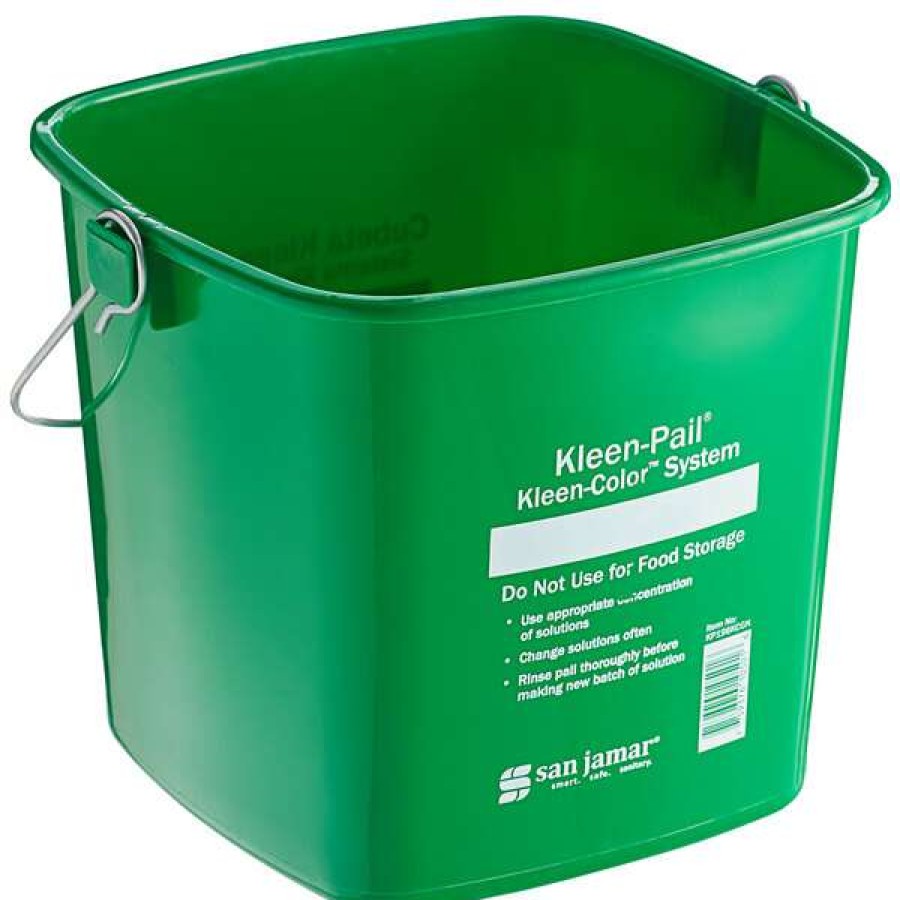 Cleaning Tools & Supplies * | San Jamar Kp196Kcgn 6 Qt. Green Cleaning Kleen-Color Pail