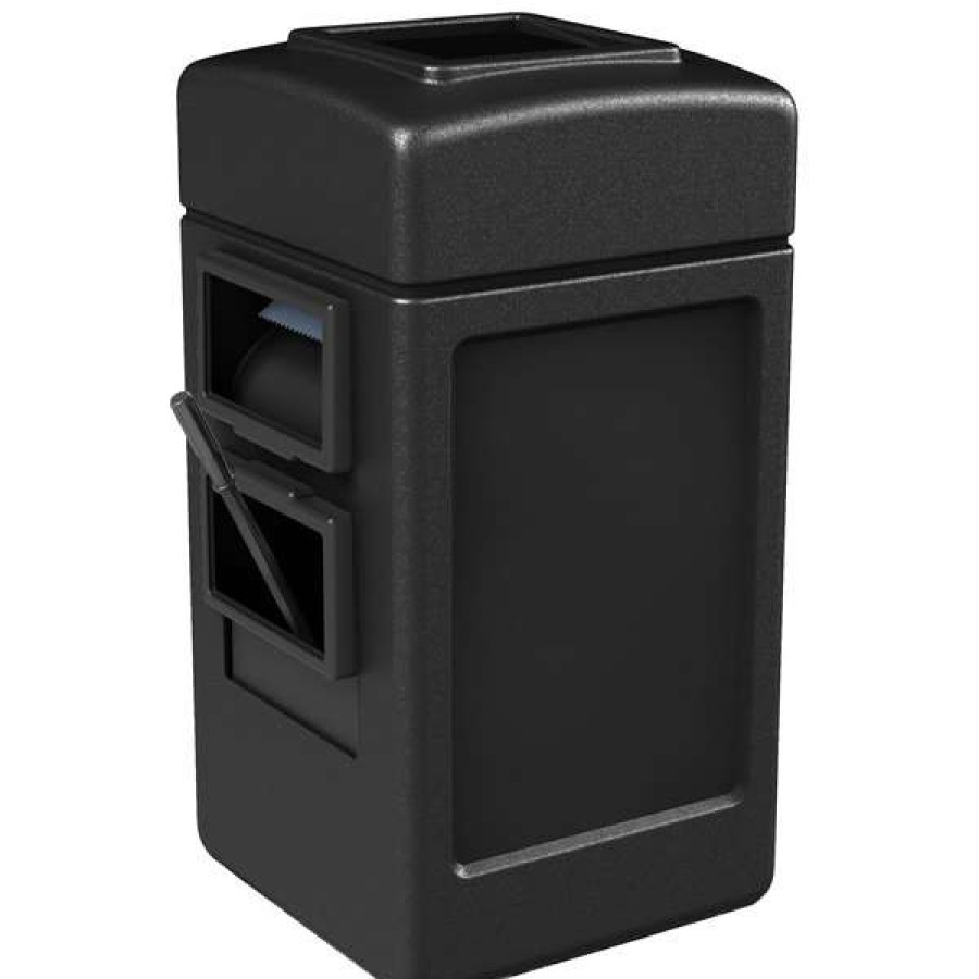 Cleaning Tools & Supplies * | Commercial Zone 755101 28 Gallon Islander Series Black Harbor Square 1 Waste Container With Towel Dispenser, Squeegee, And Windshield Wash Station