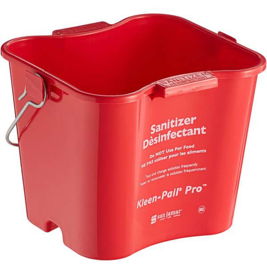 Cleaning Tools & Supplies * | San Jamar Kpp97Rd 3 Qt. Red Sanitizing Kleen-Pail Pro