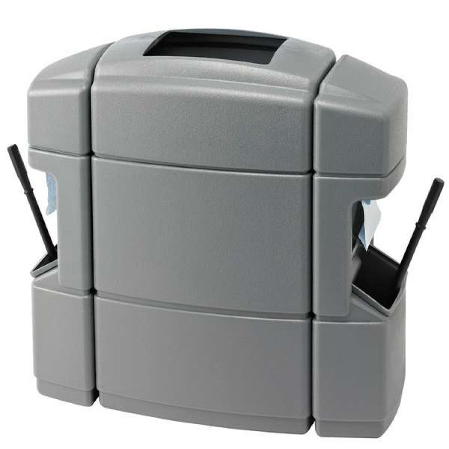 Cleaning Tools & Supplies * | Commercial Zone 770135 40 Gallon Islander Series Waste 'N Wipe Silver Rectangular Waste Container With 2 Paper Towel Dispensers, 2 Squeegees, And 2 Windshield Wash Stations