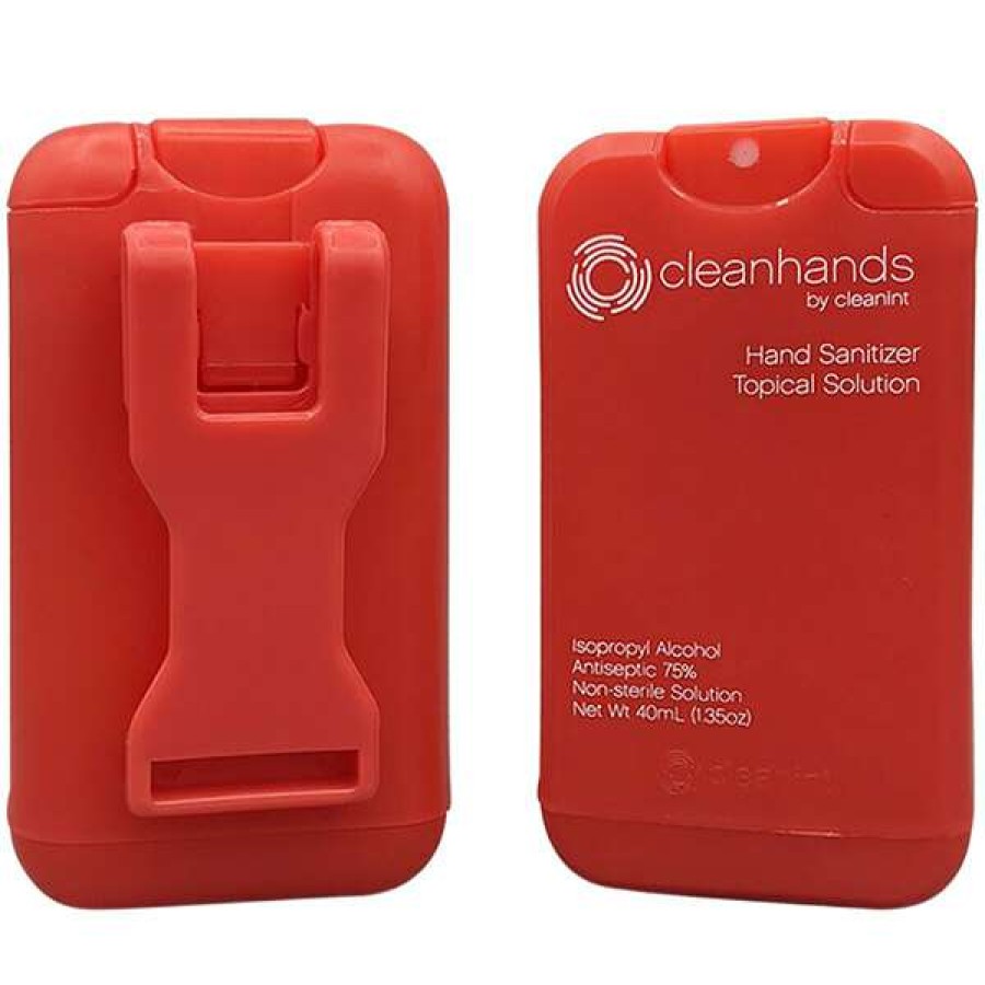 Hand Soap And Sanitizer * | Cleanint, Llc Cleanint Cleanhands Ch02Ret-Red Red Clip-On Hand Sanitizer Dispenser 2/Pack