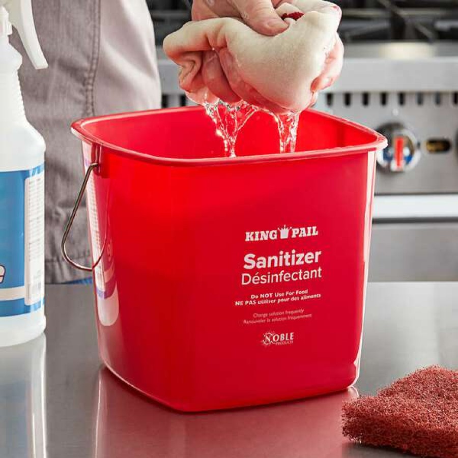 Cleaning Tools & Supplies * | Noble Products 6 Qt. Red Sanitizing Pail