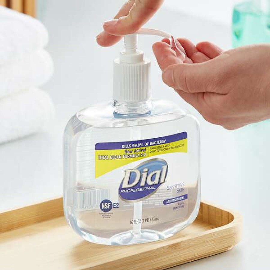 Hand Soap And Sanitizer * | Dial Dial Dia80784 Professional 16 Oz. Sensitive Skin Antibacterial Liquid Hand Soap 12/Case