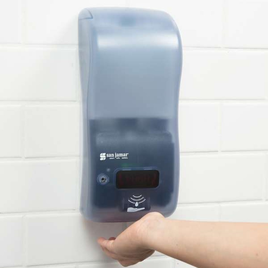 Hand Soap And Sanitizer * | San Jamar Sh900Tbl Rely Arctic Blue Hybrid Touchless Soap, Sanitizer, And Lotion Dispenser 5 1/2 X 4 X 12