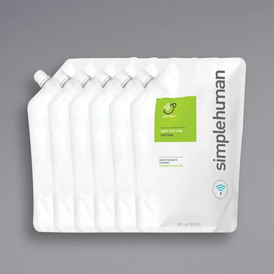 Hand Soap And Sanitizer * | Simplehuman Ct1083 28 Fl. Oz. Mint Lime Scented Foam Hand Soap Refill Pouch 6/Case