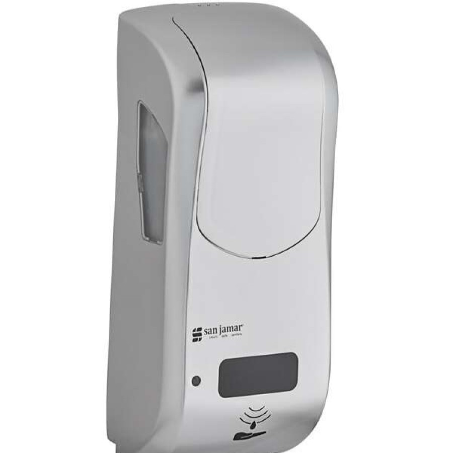 Hand Soap And Sanitizer * | San Jamar Sh970Ss Summit Rely Silver Hybrid Automatic Hand Soap, Sanitizer, And Lotion Dispenser 5 1/2 X 4 X 12