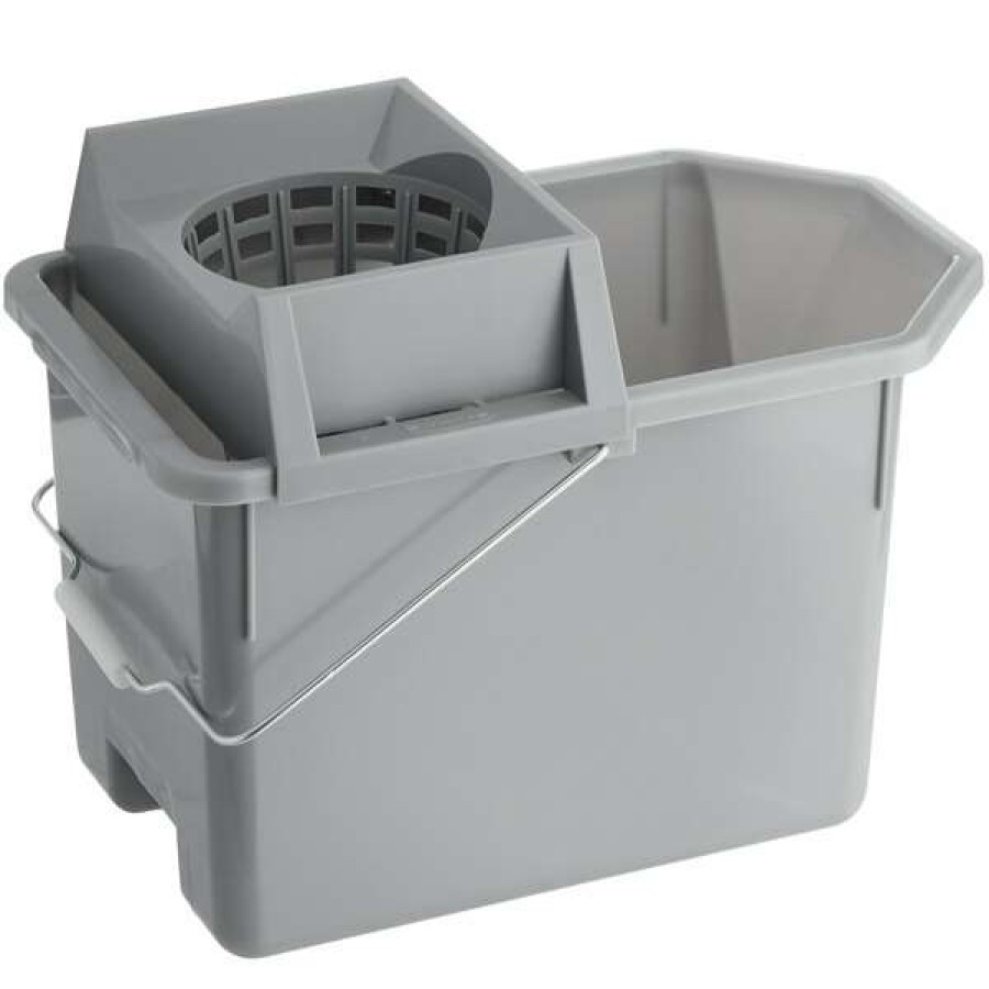 Cleaning Tools & Supplies * | Rubbermaid Fg619400Stl 15 Qt. Gray Pail And Mop Strainer Combo