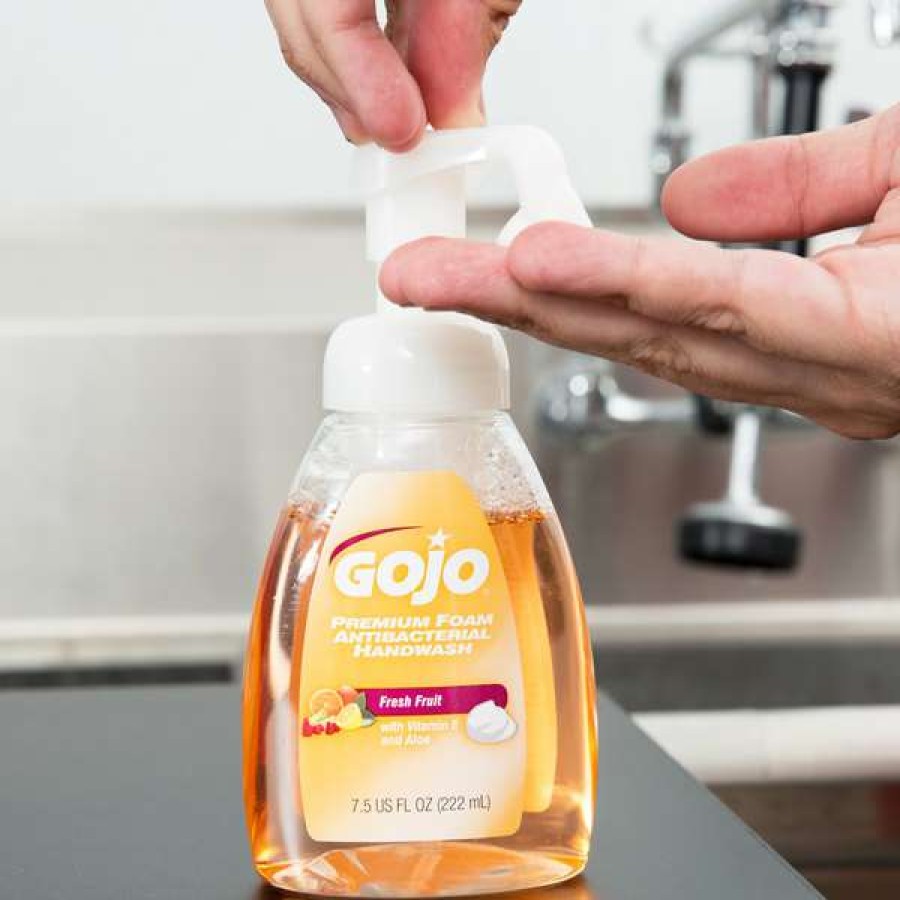 Hand Soap And Sanitizer * | Gojo 5710-06 Premium 7.5 Oz. Fresh Fruit Foaming Antibacterial Hand Soap With Pump 6/Case