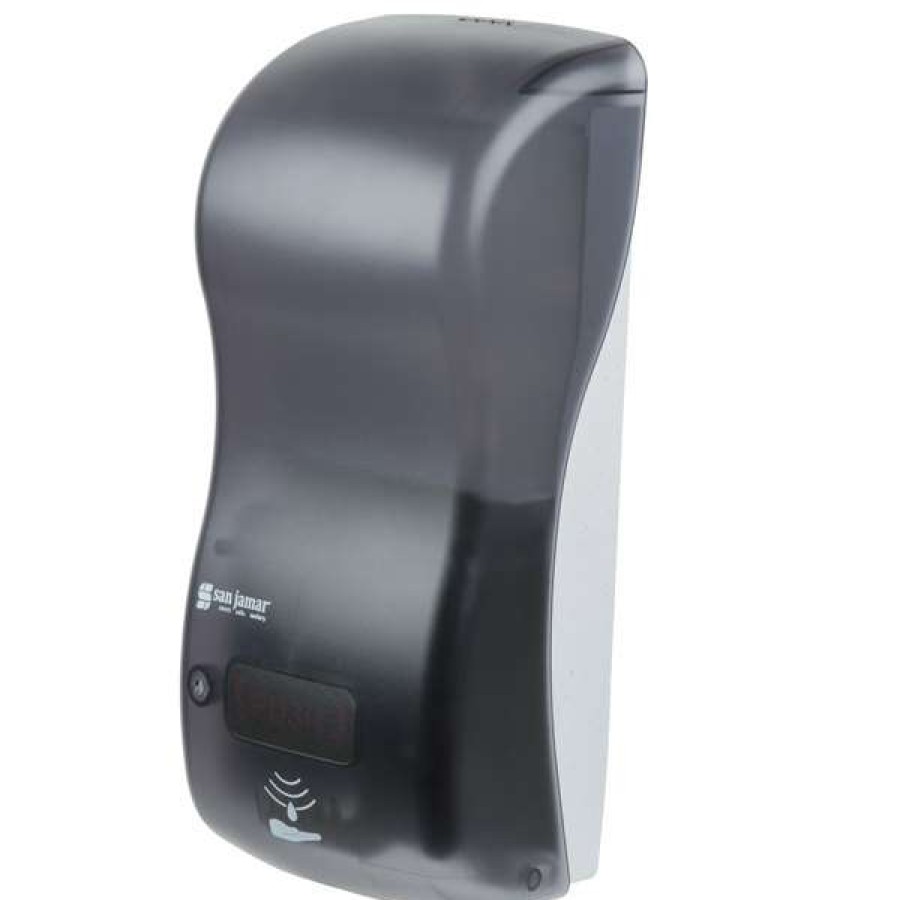 Hand Soap And Sanitizer * | San Jamar Sh900Tbk Rely Pearl Black Hybrid Touchless Soap, Sanitizer, And Lotion Dispenser 5 1/2 X 4 X 12