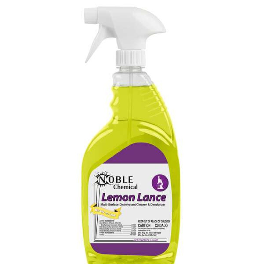 Cleaning Chemicals * | Noble Chemical 1 Qt. / 32 Oz. Lemon Lance Ready-To-Use Disinfectant & Detergent Cleaner