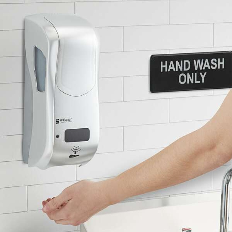 Hand Soap And Sanitizer * | San Jamar Shf970Ss Summit Rely Silver Hybrid Automatic Foam Hand Soap And Sanitizer Dispenser 5 1/2 X 4 X 12