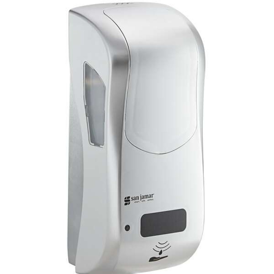 Hand Soap And Sanitizer * | San Jamar Shf970Ss Summit Rely Silver Hybrid Automatic Foam Hand Soap And Sanitizer Dispenser 5 1/2 X 4 X 12