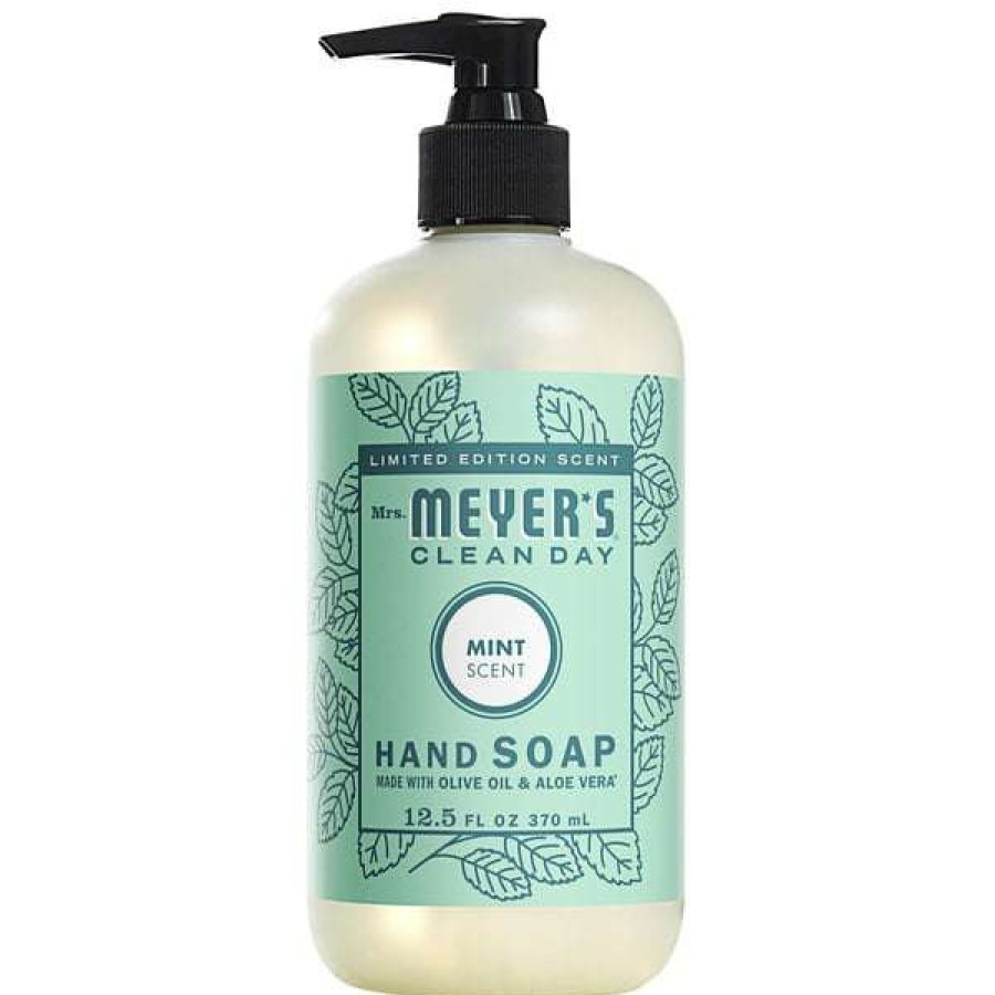 Hand Soap And Sanitizer * | Mrs. Meyer'S Mrs. Meyer'S Clean Day 694976 12.5 Oz. Mint Scented Hand Soap With Pump 6/Case