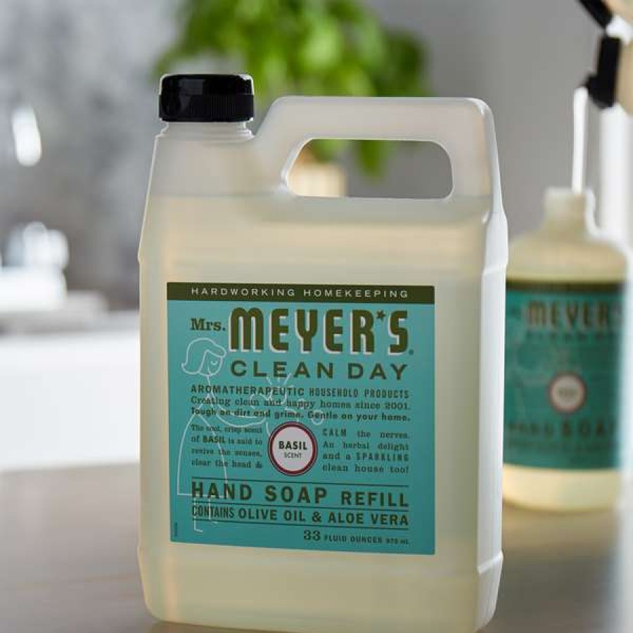 Hand Soap And Sanitizer * | Mrs. Meyer'S Mrs. Meyer'S Clean Day 651349 33 Oz. Basil Scented Hand Soap Refill 6/Case