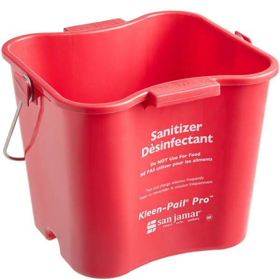 Cleaning Tools & Supplies * | San Jamar Kpp256Rd 8 Qt. Red Sanitizing Kleen-Pail Pro Bucket