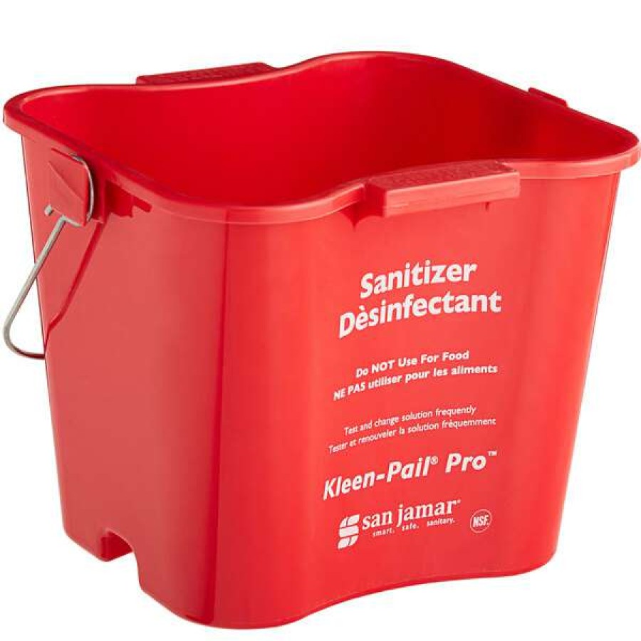 Cleaning Tools & Supplies * | San Jamar Kpp196Rd 6 Qt. Red Sanitizing Kleen-Pail Pro Bucket