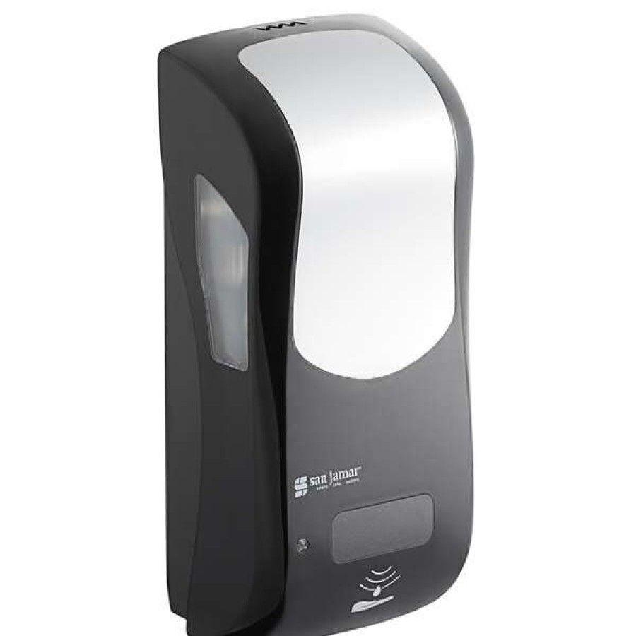 Hand Soap And Sanitizer * | San Jamar Shf970Bkss Summit Rely Black Hybrid Automatic Foam Hand Soap And Sanitizer Dispenser 5 1/2 X 4 X 12