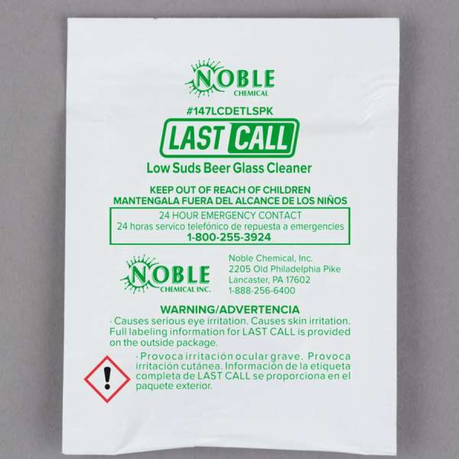 Cleaning Chemicals * | Noble Chemical 0.5 Oz. Last Call Low Suds Powdered Bar Glass Cleaner Packet 100/Case