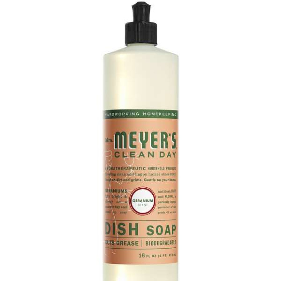 Cleaning Chemicals * | Mrs. Meyer'S Mrs. Meyer'S Clean Day 347637 16 Oz. Geranium Scented Dish Soap 6/Case