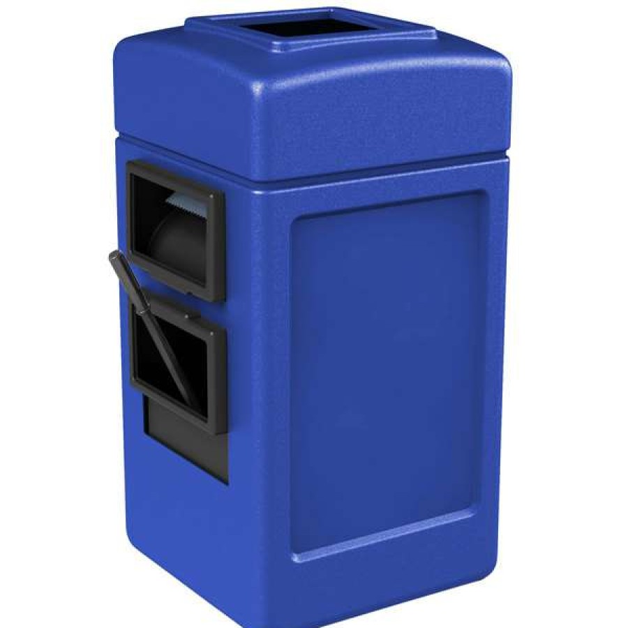 Cleaning Tools & Supplies * | Commercial Zone 755104 28 Gallon Islander Series Blue Harbor Square 1 Waste Container With Towel Dispenser, Squeegee And Windshield Wash Station