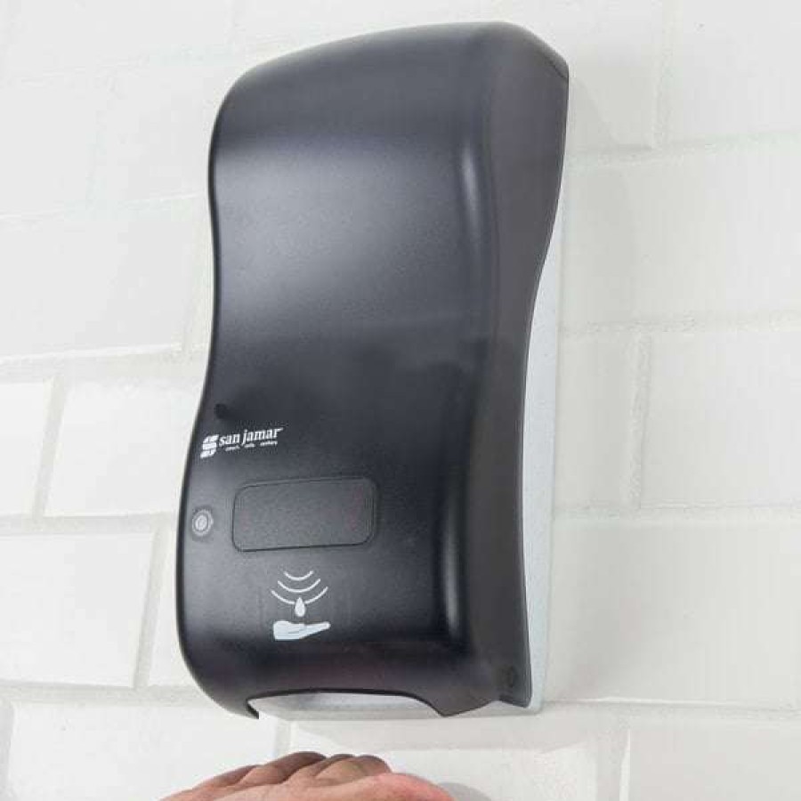 Hand Soap And Sanitizer * | San Jamar Shf900Tbk Rely Pearl Black Hybrid Touchless Foam Soap Dispenser 5 1/2 X 4 X 12